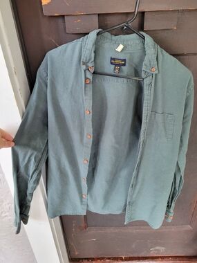Urban Outfitters Men's Button-Down Shirt in Teal Green
